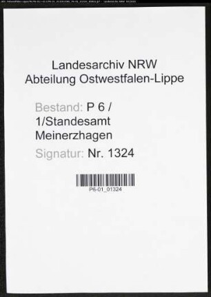 Heiratsregister Standesamt Meinerzhagen
