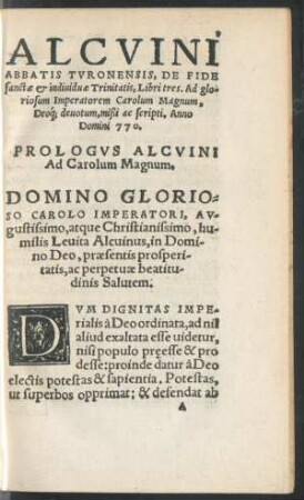 Prologus Alcuini Ad Carolum Magnum.
