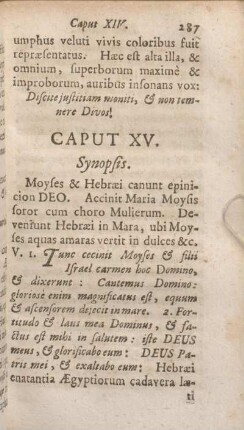 Caput XV. Synopsis. Moyses & Hebraei canunt epinicion DEO.