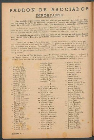 Padrón de asociados : Importante