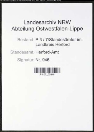 Heiratsregister Standesamt Herford-Amt