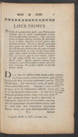Liber Primus. Principio fit partitio totius operis, ...