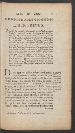 Liber Primus. Principio fit partitio totius operis, ...
