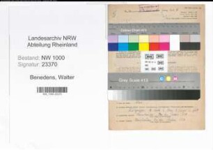 Entnazifizierung Walter Benedens, geb. 16.05.1922 (Bergmann)