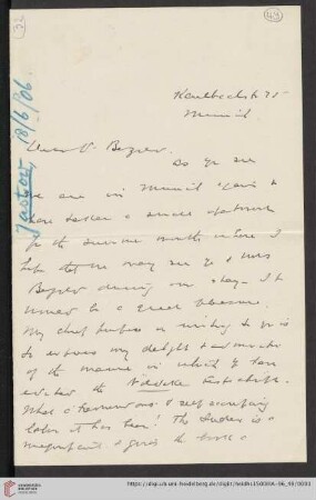 Briefe von Morris Jastrow an Carl Bezold: Brief von Morris Jastrow an Carl Bezold