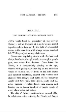 CHAPTER XXII. - Port Jackson. Sydney. Overland Route