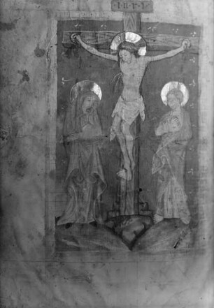 Mittelalterliche Handschrift aus der Majoratsbibliothek der Grafen von Nostitz-Rieneck — Kreuzigungsdarstellung