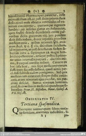 Observatio IV. Tertiana spasmodica