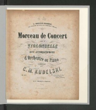 Morceau de concert pour le violoncelle avec accomp. d'orch. ou piano : op. 27a