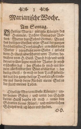 Marianische Woche. Am Sontag.