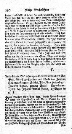 Andachten in Betrachtungen, Gebeten und Liedern über Gott, seine Eigenschaften und Werke.
