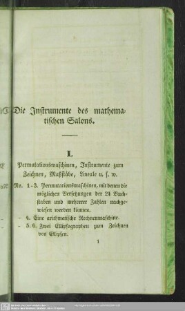 Die Instrumente des mathematischen Salons