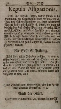 Regula Alligationis.