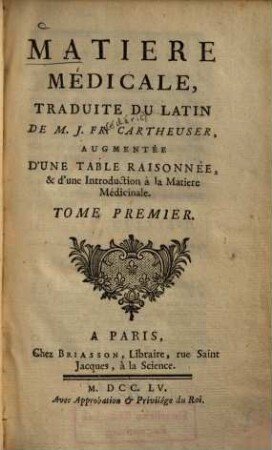 Matiere Médicale, 1