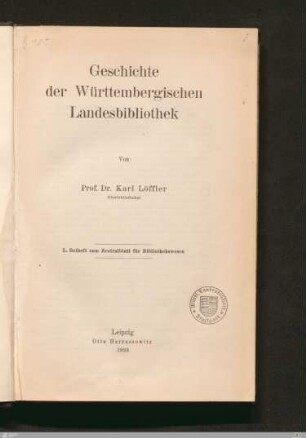 Geschichte der Württembergischen Landesbibliothek