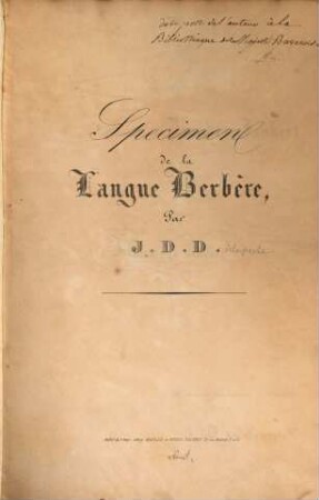 Specimen de la langue Berbère