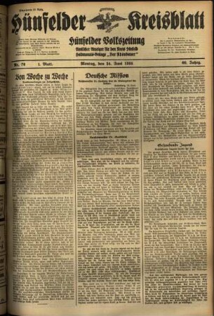 Erste Ausgabe vom Montag, den 24. Juni 1935.