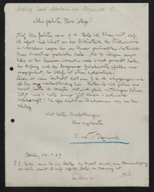 Brief an Max Marschalk : 10.01.1909