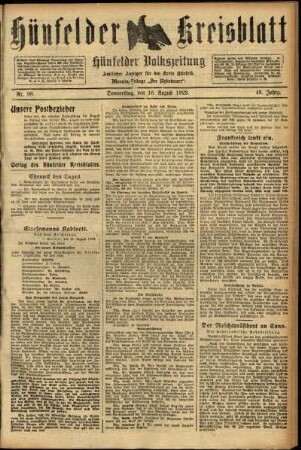 Ausgabe vom Donnerstag, den 16. August 1923.