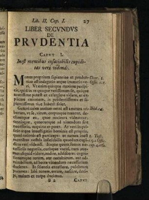 Liber Secvndvs De Prvdentia: Capvt. I. [- Capvt. XVIII.]