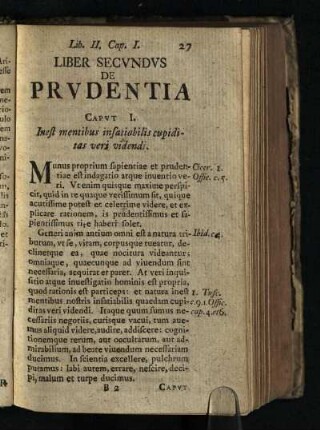 Liber Secvndvs De Prvdentia: Capvt. I. [- Capvt. XVIII.]