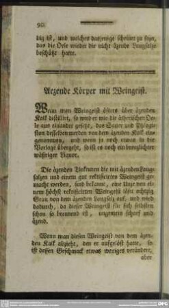 Aezende Körper mit Weingeist