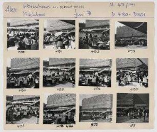 Alexanderplatz, Warenhaus und Milchbar. Berlin, Mitte, Alexanderplatz