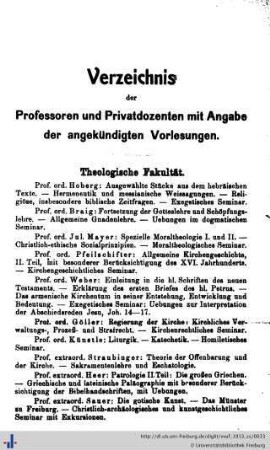Verzeichnis der Professoren und Privatdozenten.