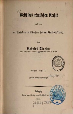 Geist des römischen Rechts auf den verschiedenen Stufen seiner Entwicklung, 1