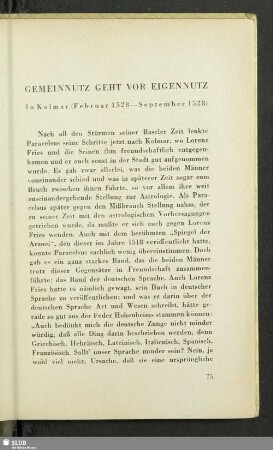 Gemeinnutz geht vor Eigennutz : In Kolmar (Februar 1528 - September 1528)
