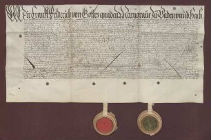 Markgraf Ernst Friedrich von Baden-Durlach leiht von dem Lic. jur. Georg Krapf 1.200 fl. zu 5% Zins; Bürge ist die Stadt Durlach