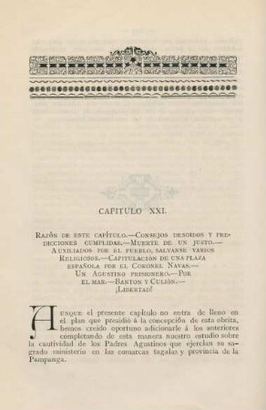 Capitulo XXI. Razón de este capítulo...