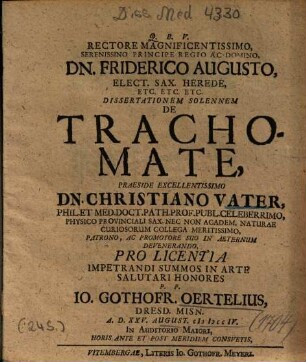 Dissertationem Solennem De Trachomate