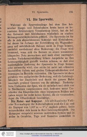VI. Die Spurweite