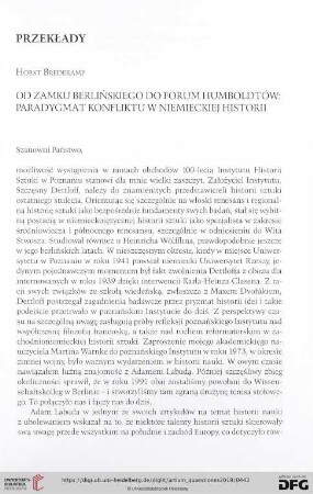 Od zamku Berlińskiego do forum Humboldtów : paradygmat konfliktu w niemieckiej historii