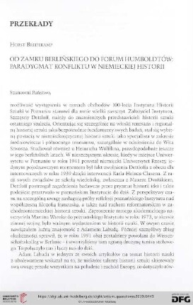Od zamku Berlińskiego do forum Humboldtów : paradygmat konfliktu w niemieckiej historii