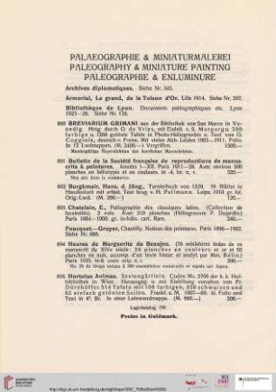 Palaeographie & Miniaturmalerei (Nr. 890-902)