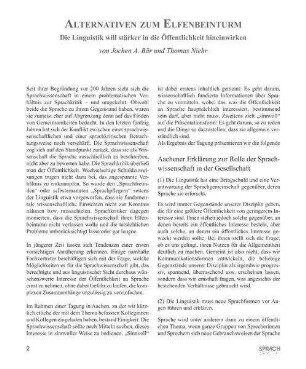 Alternativen zum Elfenbeinturm