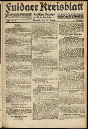 Ausgabe vom Mittwoch, den 28. Januar 1920.