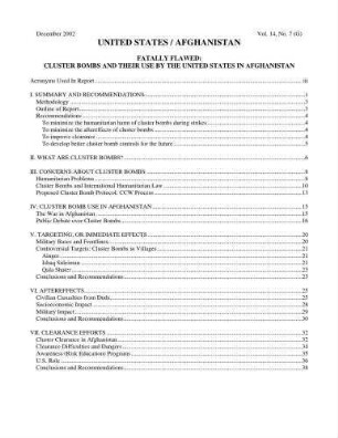 Fatally flawed : cluster bombs and their use by the United States in Afghanistan