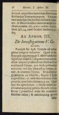 Ad Aphor. III. De Investigatione V. Generum.