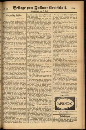 Zweite Ausgabe vom Samstag, den 07. Juli 1900.