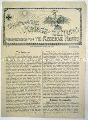 Kriegszeitung des VIII. Reserve-Korps von der Westfront