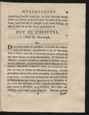 Het IV. Capittel. Van het Houwelyk
