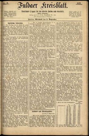 Ausgabe vom Mittwoch, den 03. September 1879.