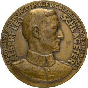 Medaille auf den zehnten Jahrestag der Erschießung von Albert Leo Schlageter