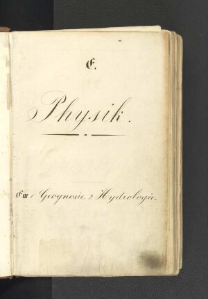 EEII, Physik, E. Physische Geographie, III. Einzelne Teile: Realkatalog der Stadtbibliothek zu Hamburg