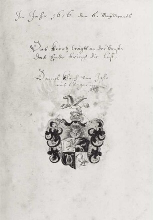 "Wapen-Buch derer unter ... (Herzog August zu Sachsen) als erwehltem Ober-Haupte des Palmen-Ordens eingenommenen Fruchtbringenden Gesellschaffter ..."