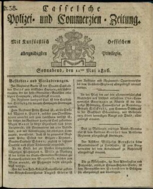 Nr. 38, Sonnabend, den 11ten Mai 1816
