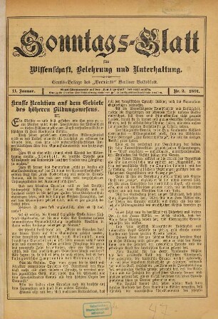 Vorwärts : Berliner Volksblatt ; das Abendblatt der Hauptstadt Deutschlands. 8,[13] = Sonntagsblatt. 1891
